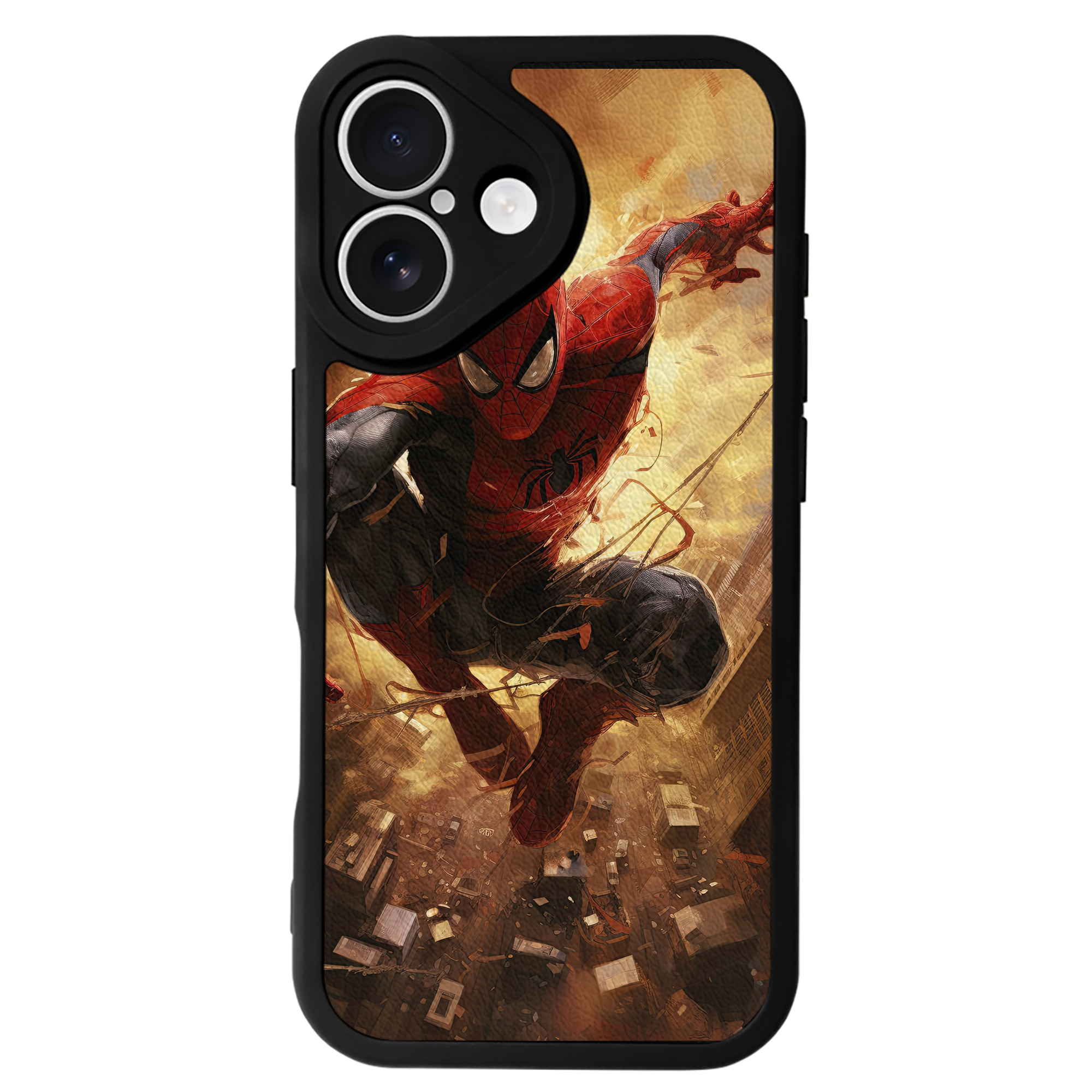 （画像用） Spider Man スパイダーマン 【iPhone 16シリーズ対応】シリコンスマホケース（レザー調） 材質：シリコン